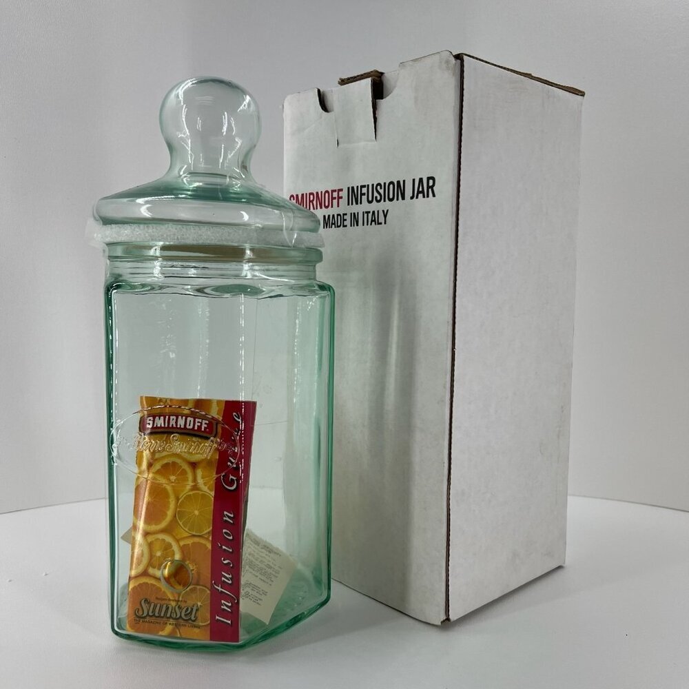 Smirnoff Infusion Jar Made In Italy Green Glass W/ Lid New Boxed